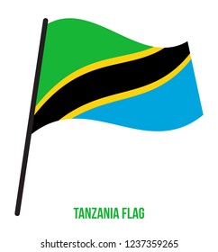 Tanzania Flag Waving Vector Illustration on White Background. Tanzania National Flag.

