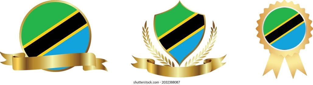 Tanzania flags. Symbols of countries map