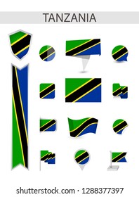 Tanzania Flat Flag Collection. Flat flags vector illustration.