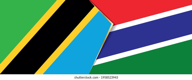 Banderas de Tanzania y Gambia, dos banderas vectoriales símbolo de relación o confrontación.