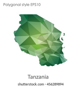 Tanzania in geometric polygonal style.Abstract gems triangle,modern design background. Vector illustration EPS10