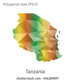 Tanzania in geometric polygonal style.Abstract gems triangle,modern design background. Vector illustration EPS10