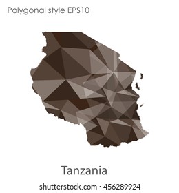 Tanzania in geometric polygonal style.Abstract gems triangle,modern design background. Vector illustration EPS10