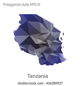 Tanzania in geometric polygonal style.Abstract gems triangle,modern design background. Vector illustration EPS10