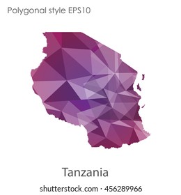 Tanzania in geometric polygonal style.Abstract gems triangle,modern design background. Vector illustration EPS10