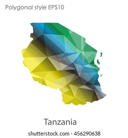 Tanzania in geometric polygonal style.Abstract gems triangle,modern design background. Vector illustration EPS10