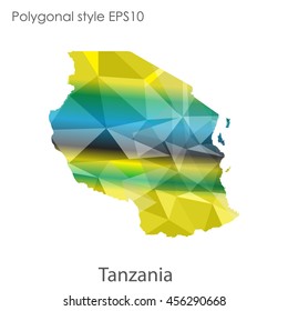 Tanzania in geometric polygonal style.Abstract gems triangle,modern design background. Vector illustration EPS10