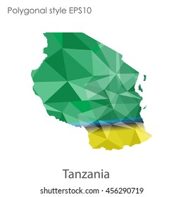 Tanzania in geometric polygonal style.Abstract gems triangle,modern design background. Vector illustration EPS10