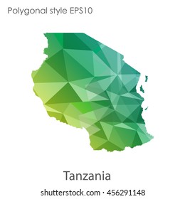 Tanzania in geometric polygonal style.Abstract gems triangle,modern design background. Vector illustration EPS10