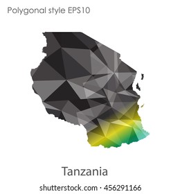 Tanzania in geometric polygonal style.Abstract gems triangle,modern design background. Vector illustration EPS10