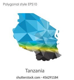 Tanzania in geometric polygonal style.Abstract gems triangle,modern design background. Vector illustration EPS10
