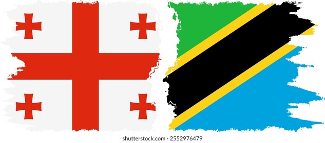 Tanzania and Georgia grunge flags connection, vector