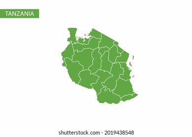 Tanzania green map detailed vector.