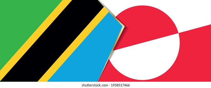 Tanzania and Greenland flags, two vector flags symbol of relationship or confrontation.