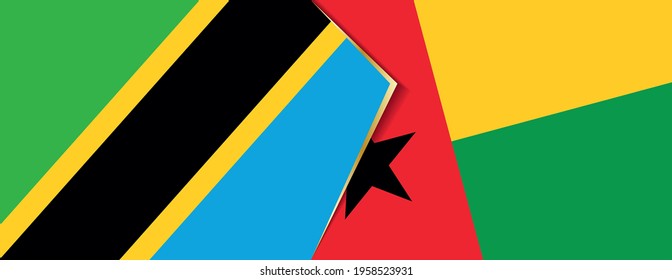 Tanzania and Guinea-Bissau flags, two vector flags symbol of relationship or confrontation.