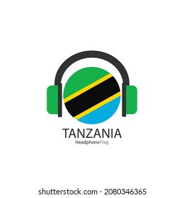 Tanzania headphone flag vector on white background.