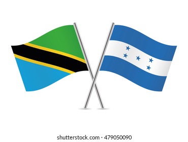 Tanzania and Honduras flags. Vector illustration.
