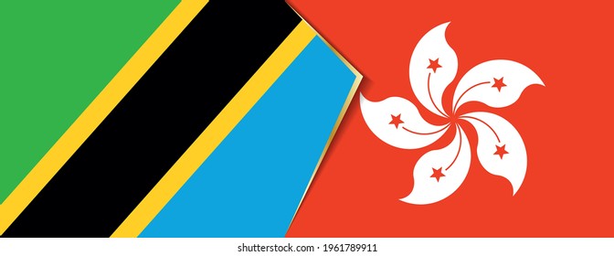 Tanzania and Hong Kong flags, two vector flags symbol of relationship or confrontation.