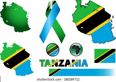 Tanzania Icons. Set of vector graphic images and symbols representing Tanzania. 
