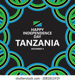 Tansania Unabhängigkeitstag Vektor-Vorlage mit seinen nationalen Farben auf schwarzem Hintergrund. Afrikanischer Feiertag. 