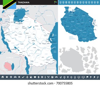 Tanzania infographic map and flag - vector illustration