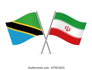 Tanzania and Iranian  flags. Vector illustration.