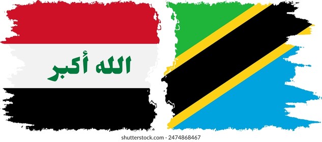 Tanzania and Iraq grunge flags connection, vector