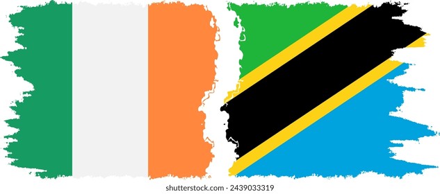 Tanzania and Ireland grunge flags connection, vector