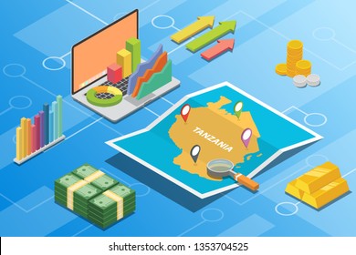 tanzania isometric financial economy condition concept for describe country growth expand - vector