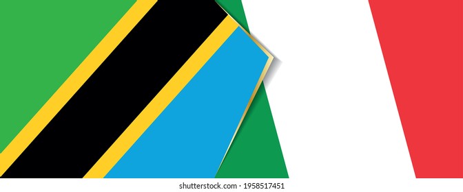 Tanzania and Italy flags, two vector flags symbol of relationship or confrontation.