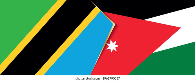 Tanzania and Jordan flags, two vector flags symbol of relationship or confrontation.
