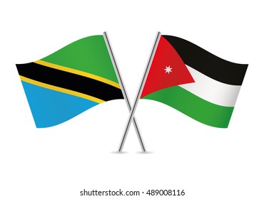 Tanzania and Jordan flags. Vector illustration.