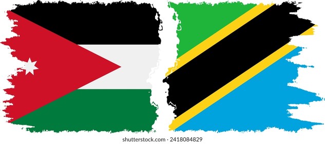 Tanzania and Jordan grunge flags connection, vector