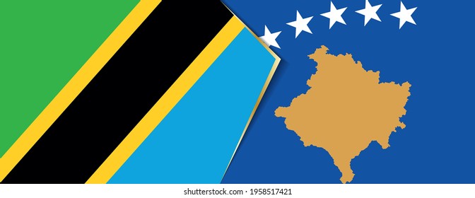 Tanzania and Kosovo flags, two vector flags symbol of relationship or confrontation.