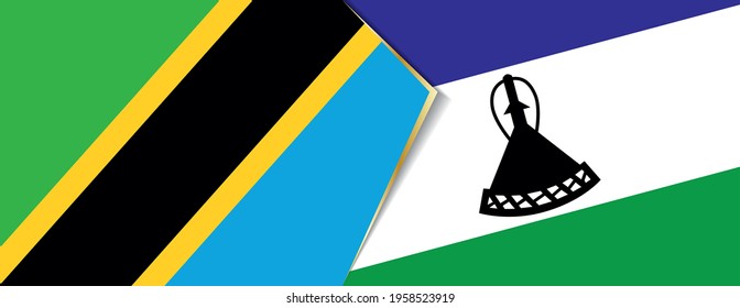 Tanzania and Lesotho flags, two vector flags symbol of relationship or confrontation.