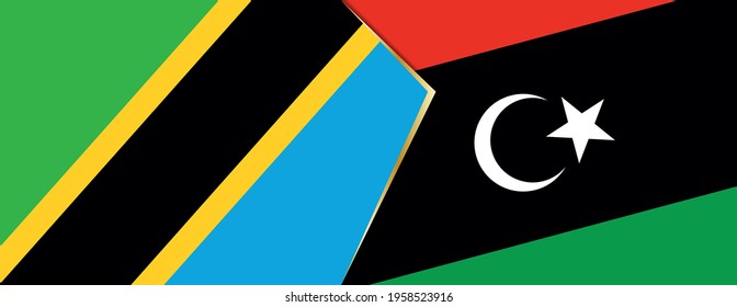 Tanzania and Libya flags, two vector flags symbol of relationship or confrontation.