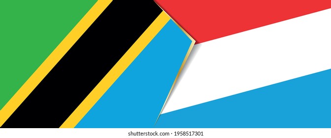 Tanzania and Luxembourg flags, two vector flags symbol of relationship or confrontation.