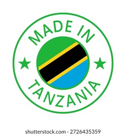 Tanzania Hecho en sello en círculo con Plantilla de Vector de la bandera sobre fondo blanco
