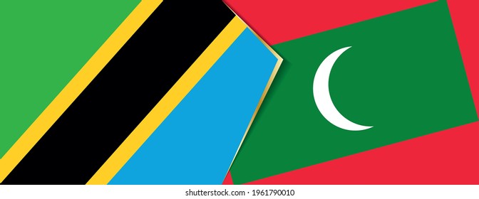 Tanzania and Maldives flags, two vector flags symbol of relationship or confrontation.