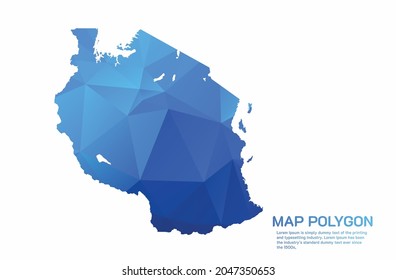 Mapa de Tanzania Resumen Gradiente de gradiente de bajo estilo de polo geométrico ruboreado triangular sobre fondo blanco