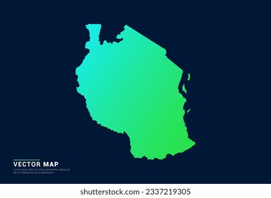 Mapa de Tanzania del concepto azul gradiente abstracto verde con vector de efecto de luz de tecnología.