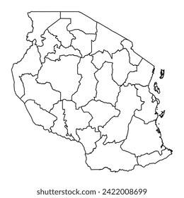 Tanzania map with administrative divisions. Vector illustration.