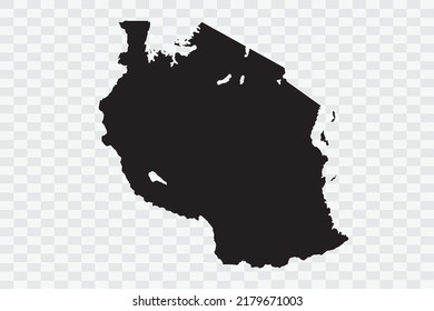 Tanzania Map black Color on White Backgound quality files Png 