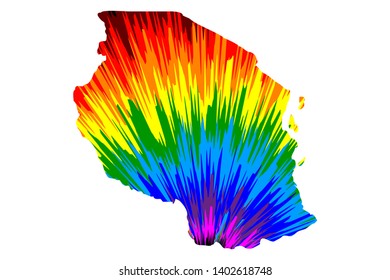 Tanzania - map is designed rainbow abstract colorful pattern, United Republic of Tanzania map made of color explosion,