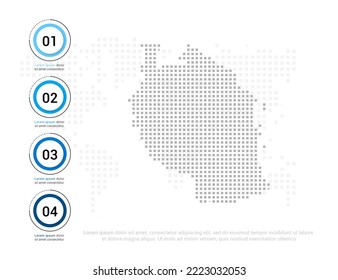 Mapa de Tanzania de puntos grises para presentación. Concepto creativo para infografía.