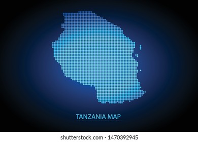 Tanzania map dotted style. Vector illustration isolated. Map of Africa. Symbol for your web site design map logo, app, ui, Travel vector eps10, concept Illustration.