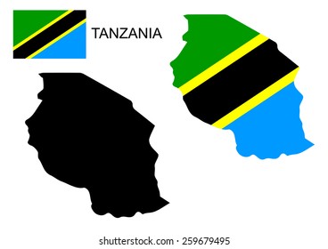 Tanzania map and flag vector, Tanzania map, Tanzania flag