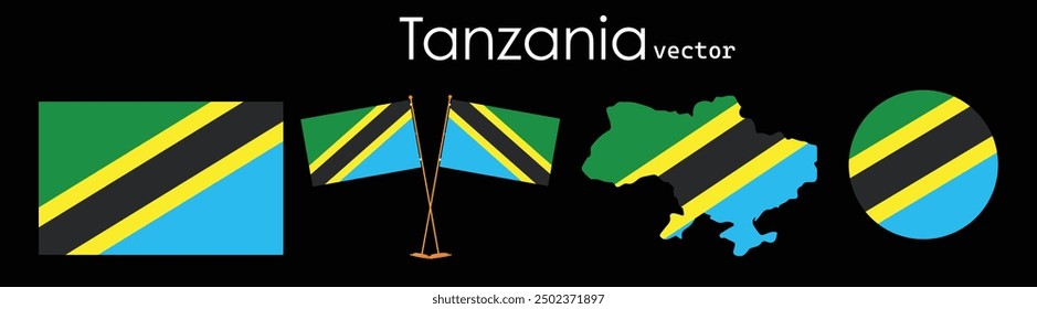 Tanzania Map flag Vector eps File