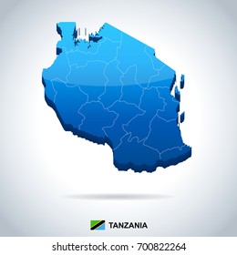 Tanzania map and flag - vector illustration