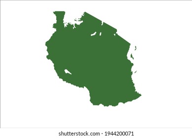 Tansania Map Green Color auf weißem Hintergrund